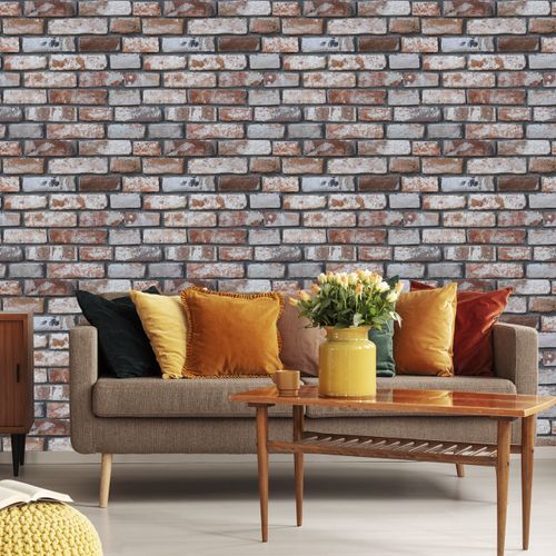 Tapeta W Rolce Brązowe Postarzane CEGŁY Mur 3D na Arena.pl