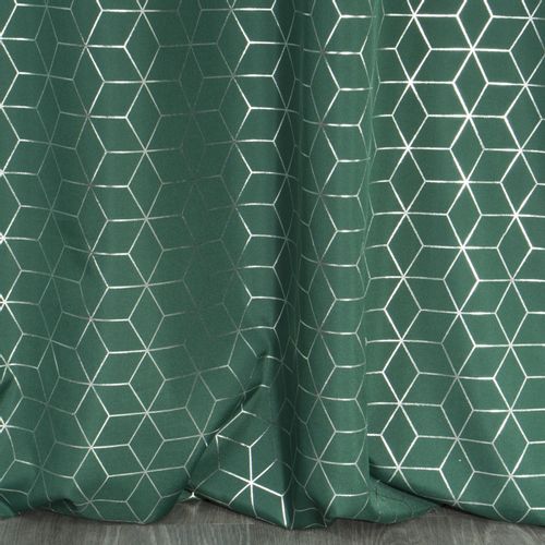 Zasłona gotowa na przelotkach CUBE 140x250 Eurofirany ciemny zielony/srebrny na Arena.pl