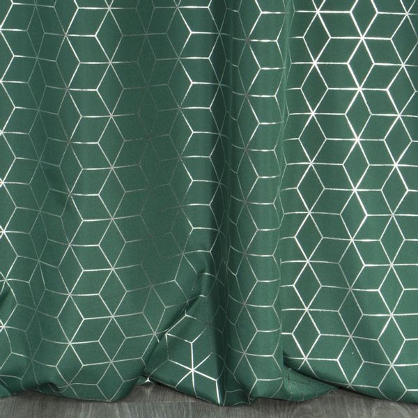 Zasłona gotowa na przelotkach CUBE 140x250 Eurofirany ciemny zielony/srebrny zdjęcie 6