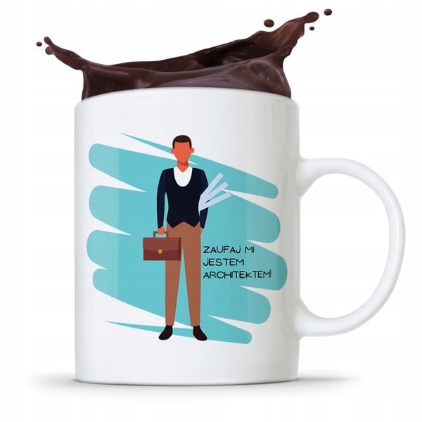 Kubek Architekta Projektanta Zaufaj Mi! Prezent Z Nadrukiem Ze Zdjęciem zdjęcie 1