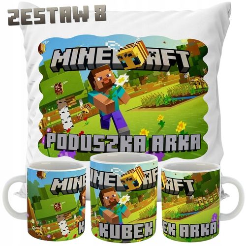 ZESTAW PODUSZKA + KUBEK MINECRAFT IMIĘ PREZENT na Arena.pl