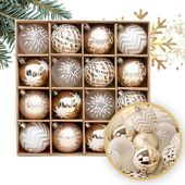 komplet 16 sztuk bombek bożonarodzeniowych w opakowaniu średnica 6cm złote
