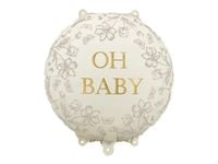 Balon foliowy pastylka Oh Baby baby shower kremowy, 45 cm