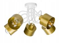 Lampa sufitowa żyrandol wisząca LOFT kręcona metal kubek na 5x E27 złota