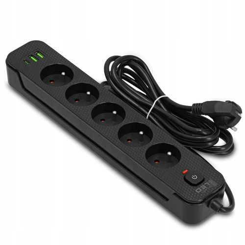 Przedłużacz Listwa Zasilająca Siec 3M 5 Gniazd 230V + 3X USB Ładowarka na Arena.pl