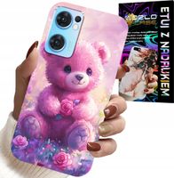 ETUI DO OPPO RENO7 5G - SŁODKI MIŚ NA RÓŻOWYM TLE, CASE + SZKŁO