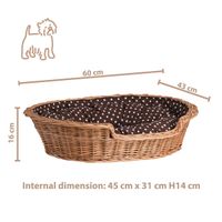 Poppy OWALNE WIKLINOWE LEGOWISKO DLA ZWIERZĄT KOSZ DLA PSA 60X43 H16 / ROZMIAR WEWNĘTRZNY 45X31 H14 CM