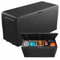 SKRZYNIA OGRODOWA Z KÓŁKAMI NA BALKON TARAS ANTRACYT RATTAN 270L KETER