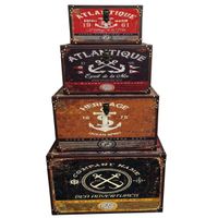 zestaw dekoracyjnych pudełek Home ESPRIT Wielokolorowy Drewno Płótno