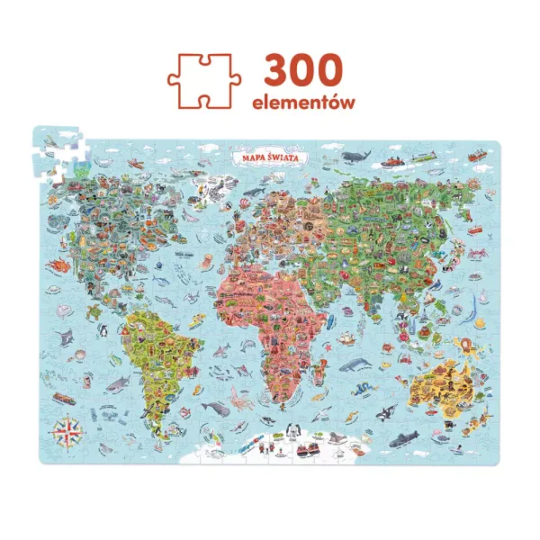 Puzzle CzuCzu 300 elementów, odkrywcy. Mapa świata zdjęcie 2