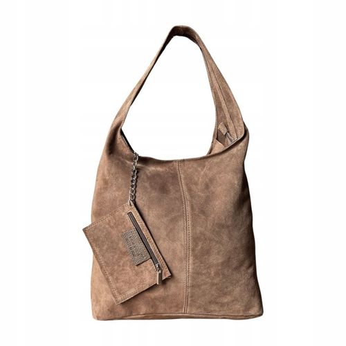 TAUPE ZAMSZOWA TOREBKA WOREK CAPPUCCINO ZAMSZ NATURALNY WOREK NA ZAMEK na Arena.pl