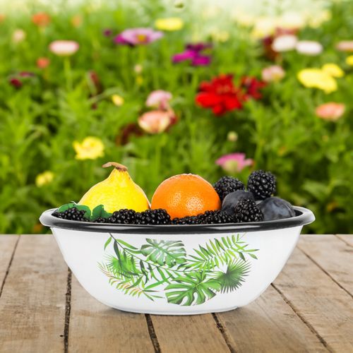 MISKA EMALIOWANA 28CM 4L WZÓR MONSTERA IDEALNA NA OWOCE I WARZYWA na Arena.pl