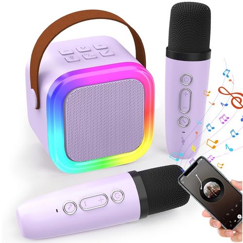 PRZENOŚNY ZESTAW DO KARAOKE LED IDEALNY PREZENT Z 2SZT MIKROFON na Arena.pl