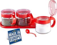 Pojemniki słoiczki na przyprawy z łyżeczką szklane