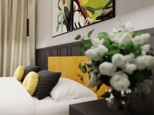 ŁÓŻKO TAPICEROWANE DO SYPIALNI 120x200 ŁÓŻKO PODWÓJNE Z POJEMNIKIEM ŻÓŁTE na Arena.pl