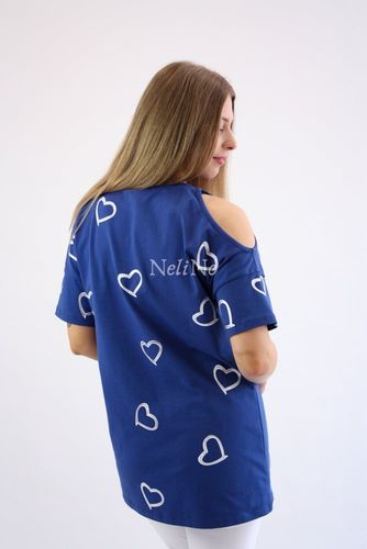 Koszulka w srebrne serduszka z wyciętymi ramionami Sonia Granatowa UNI na Arena.pl