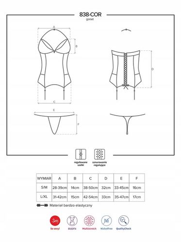 Bielizna-838-COR-3 gorset i stringi L/XL na Arena.pl