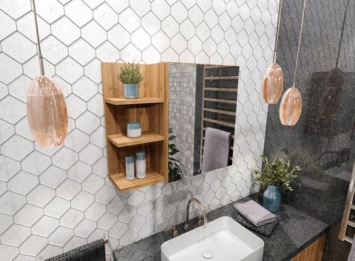 Szafka łazienkowa regał łazienkowy półki lustro wisząca dąb Wotan na Arena.pl