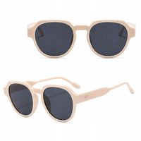 OKULARY PRZECIWSŁONECZNE filtr UV400 KREMOWY damskie męskie ETUI + ŚCIERKA