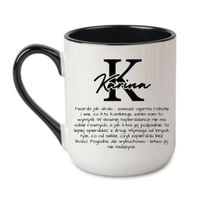 KUBEK Z IMIENIEM "KARINA" Wzór - Elegant Coffee Czarny 330 ml