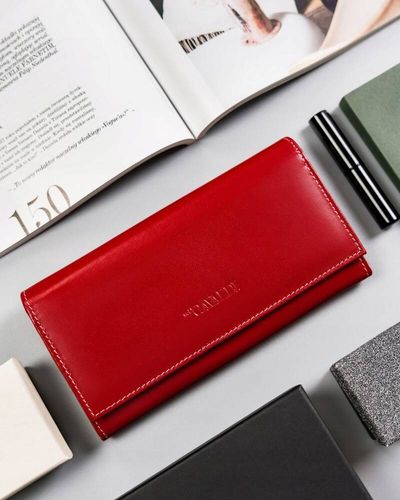 elegancki, podłużny portfel damski z klapą na zatrzask - cavaldi na Arena.pl