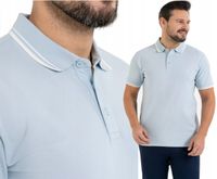 Koszulka Polo Męska Bawełniana Polówka Modna Premium BŁĘKITNA MORAJ - L