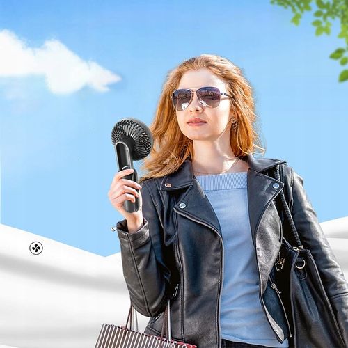 WENTYLATOR RĘCZNY MINI SKŁADANY 5 PRĘDKOŚCI NAWIEWU I 180° PRZENOŚNY CZARNY na Arena.pl