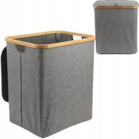 KOSZ NA PRANIE 80l składany BAMBUSOWY duży stojący do przechowywania