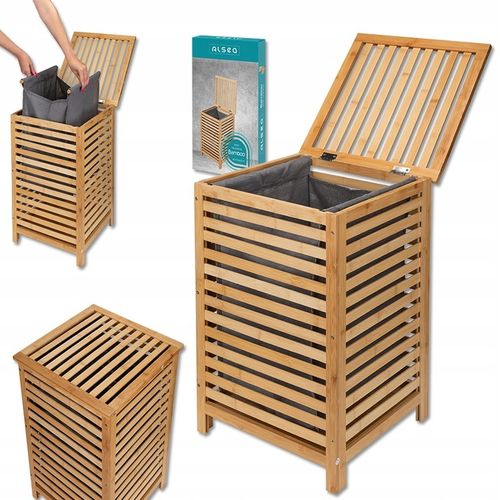 Kosz na pranie bambusowy jednokomorowy BAMBOO 40x40x60cm na Arena.pl