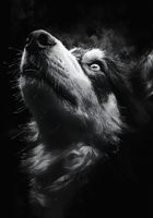 Plakat 70x100cm Portret Zwierząt do Salonu Pokoju | Husky 2 | Czarno Białe