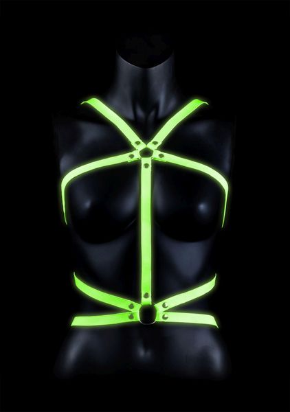 Body Harness - Glow In The Dark - Neon Green/Black - S/M zdjęcie 2