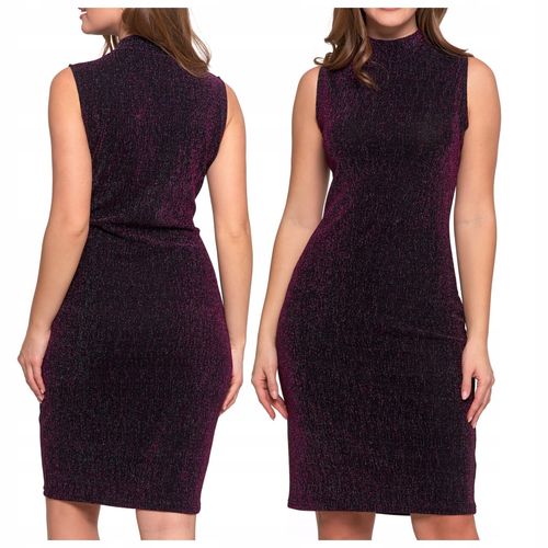 SUKIENKA DAMSKA MIDI BEZ RĘKAWÓW KOKTAJLOWA Z POŁYSKIEM DOPASOWANA MORAJ M na Arena.pl