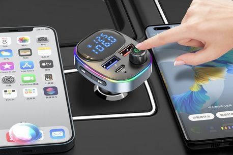 TRANSMITER BLUETOOTH FM SAMOCHODOWY SZYBKA ŁADOWARKA USB USB-C AUX zdjęcie 7