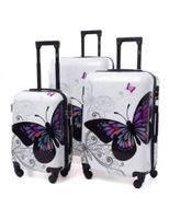 Zestaw 3 walizek KEMER RGL PRINT MOTYL Biały