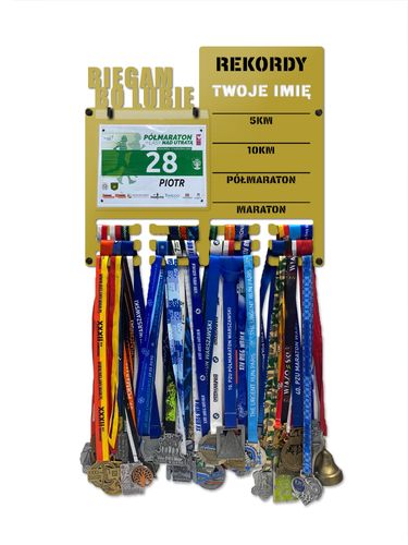 Wieszak na medale i numery startowe REKORDY RUN twoje imię 10.1 na Arena.pl