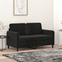 Sofa 2-osobowa, czarna, 120 cm, tapicerowana aksamitem