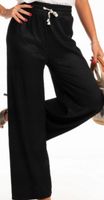 SPODNIE DAMSKIE z szerokimi nogawkami ELASTYCZNE KULOTY M/L CZARNE