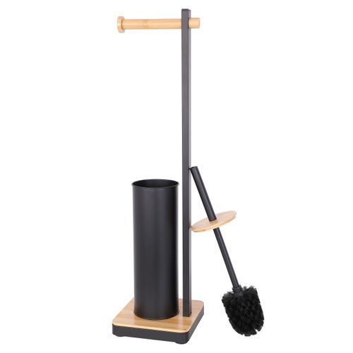 Stojak na szczotkę i papier toaletowy, czarny bambus - Yoka na Arena.pl