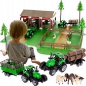 FARMA ZAGRODA ZWIERZĘTA 2x TRAKTOR CIĄGNIK PRZYCZEPA FIGURKI ZESTAW 102 el.