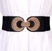 Damski Szeroki Gorset Elastyczny Pasek Guma Czarny