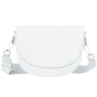 VERA PELLE torebka damska skórzana listonoszka z paskiem V558 biała
