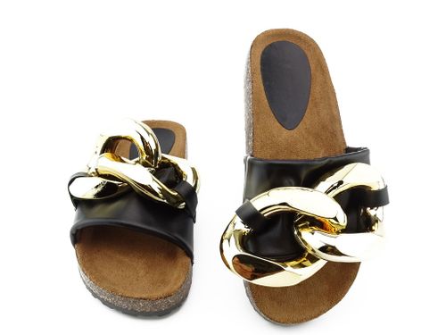 Czarne klapki duży łańcuch 38 na Arena.pl