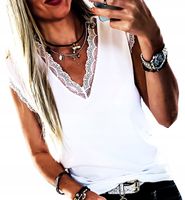 . BIAŁA BLUZKA POD ŻAKIET ELEGANCKA Z KORONKĄ TOP