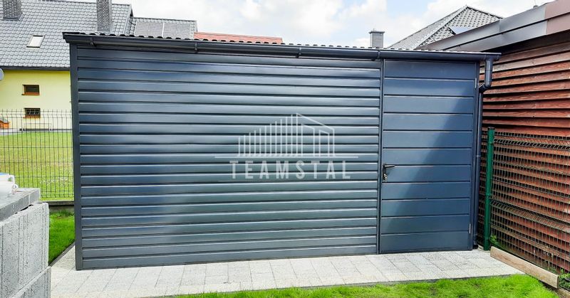 SCHOWEK - DOMEK OGRODOWY 4m x 3m spad przód - drzwi - antracyt grafit TS303  4x3 zdjęcie 2