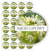 ETYKIETY etykietki arkusz naklejek samoprzylepne MIÓD LIPOWY słoik 24 szt.