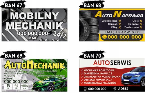 BANER OCZKOWANY reklamowy 100x50 cm różne wzory MECHANIK ELEKTRYK plandeka na Arena.pl