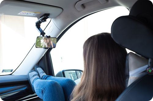 SAMOCHODOWY UCHWYT NA TELEFON NA OSŁONĘ PRZECIWSŁONECZNĄ DO AUTA REGULOWANY na Arena.pl