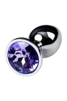 silver anal plug with gem, blue
