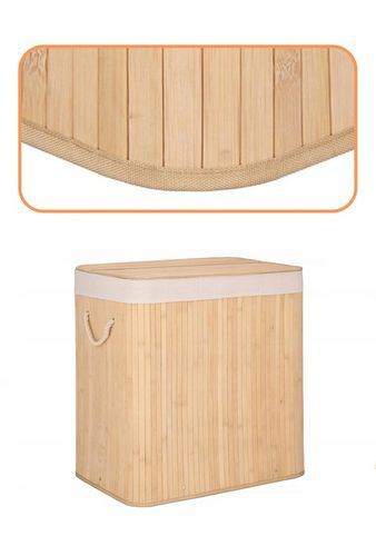 KOSZ BAMBUSOWY NA PRANIE BIELIZNĘ Z POKRYWĄ POJEMNIK DUŻY 150L BAMBUS na Arena.pl