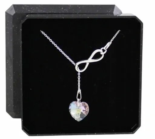 NASZYJNIK SREBRNY DAMSKI Z INFINITY SERCE SWAROVSKI *DO WYBORU łańcuszek zdjęcie 1